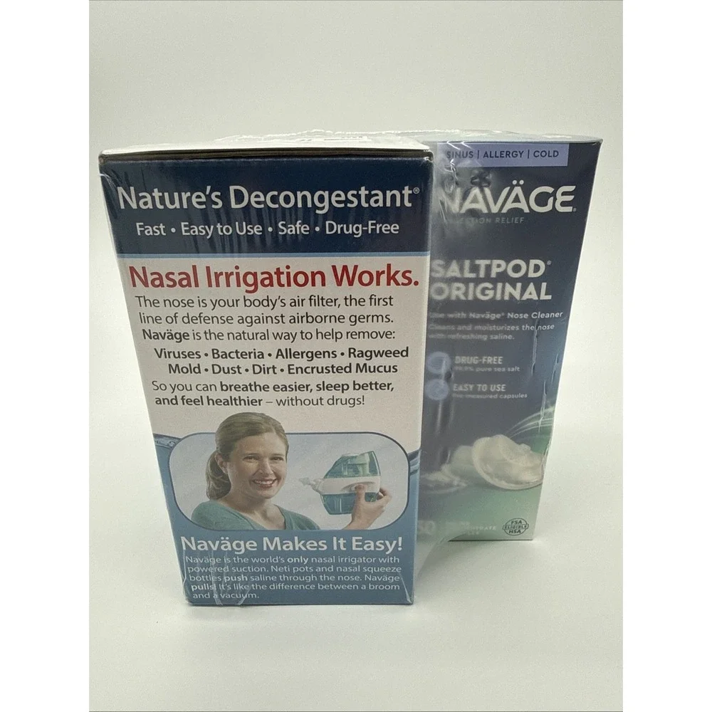 Naväge Nasal Care Saline Nasal Irrigation with 30 SaltPod Original SEALED NEW